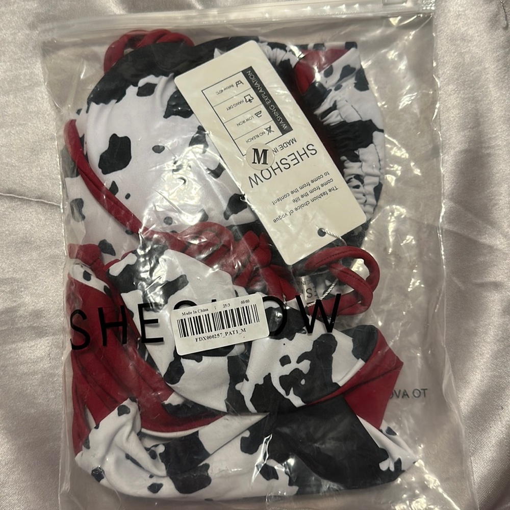 Brand New with tags Red and Cow Print bikini